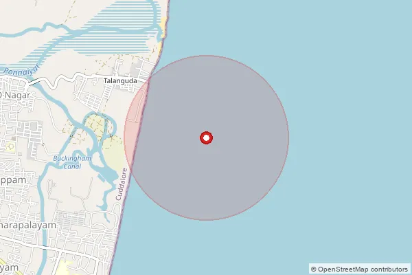 Map showing approximate area covered by Pincode 607006 — Kondur S.O, Cuddalore