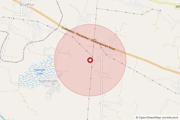 Map showing approximate area covered by Pincode 607101 — Kudimiyankuppam B.O, Cuddalore
