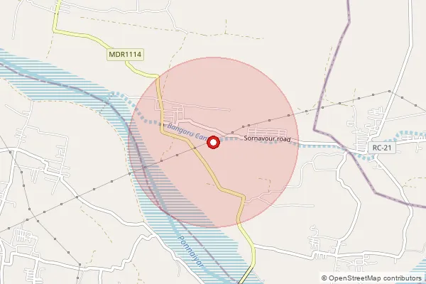 Map showing approximate area covered by Pincode 607104 — Kalinjikuppam B.O, Cuddalore