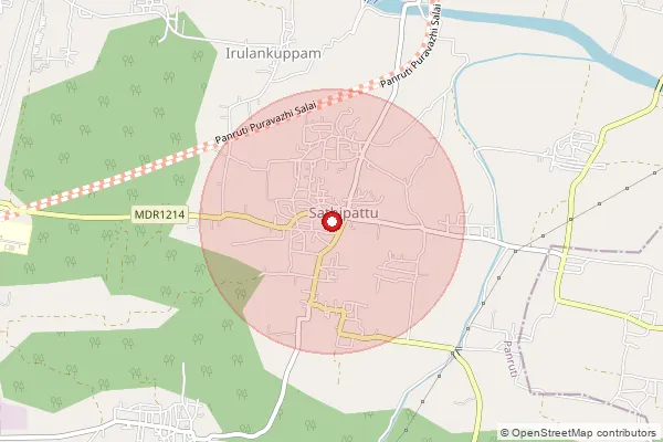 Map showing approximate area covered by Pincode 607106 — Panruti West S.O, Cuddalore