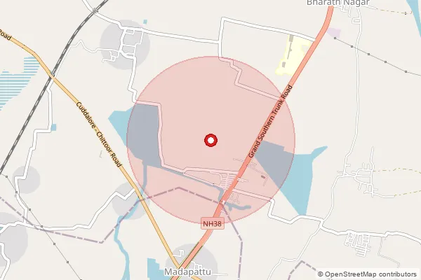 Map showing approximate area covered by Pincode 607107 — Arasur B.O, Villupuram