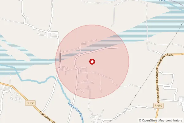 Map showing approximate area covered by Pincode 607203 — Emappur B.O, Villupuram