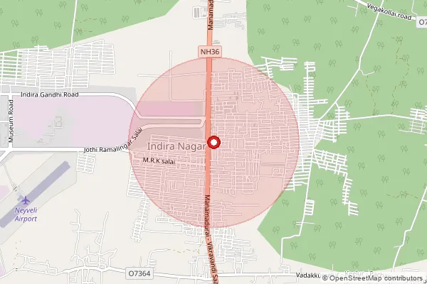 Map showing approximate area covered by Pincode 607308 — Gandhi Nagar S.O (Cuddalore), Cuddalore