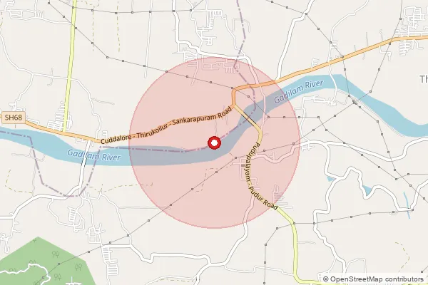 Map showing approximate area covered by Pincode 607401 — Sundaravandi B.O, Cuddalore