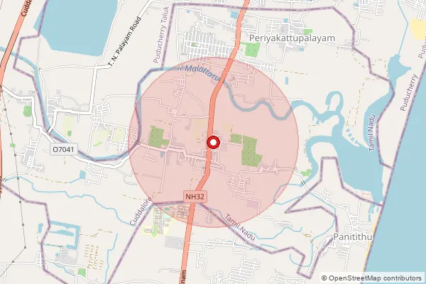 Map showing approximate area covered by Pincode 607403 — Reddichavadi Bo, Cuddalore