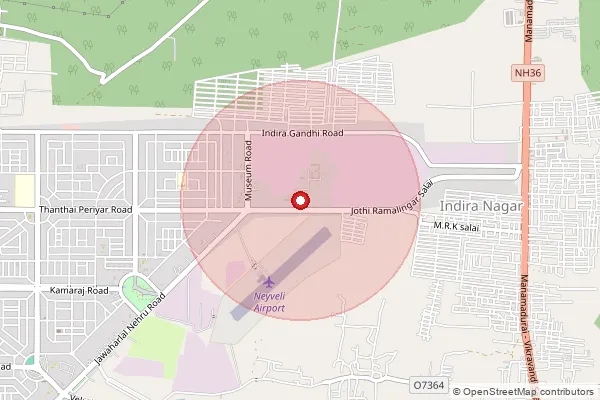 Map showing approximate area covered by Pincode 607801 — Block 10neyveli S.O, Cuddalore