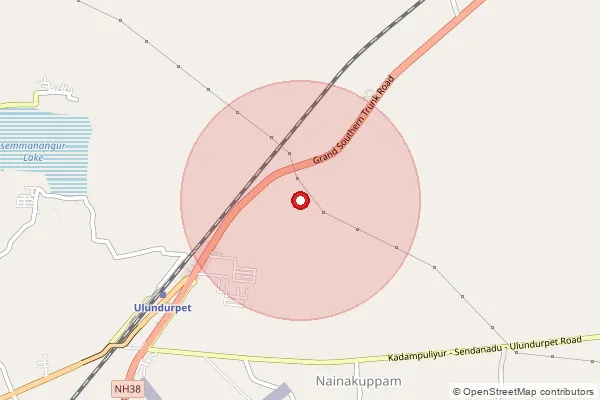 Map showing approximate area covered by Pincode 607805 — Iruppu B.O, Cuddalore