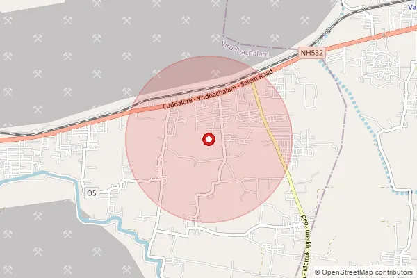 Map showing approximate area covered by Pincode 608201 — Ayyanur Akkaramangalam B.O, Cuddalore
