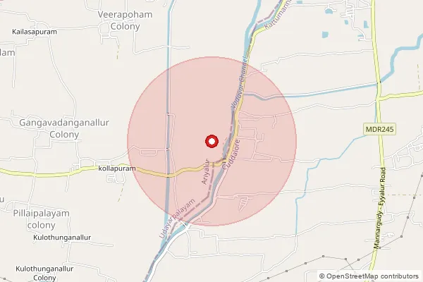 Map showing approximate area covered by Pincode 608304 — Kanjankollai B.O, Cuddalore