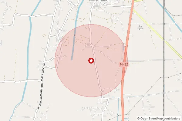 Map showing approximate area covered by Pincode 608501 — B.Adivaraganallur B.O, Cuddalore