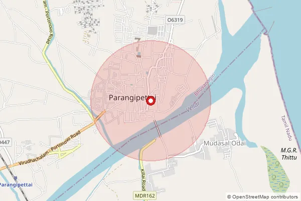 Map showing approximate area covered by Pincode 608502 — Ariyakoshti B.O, Cuddalore