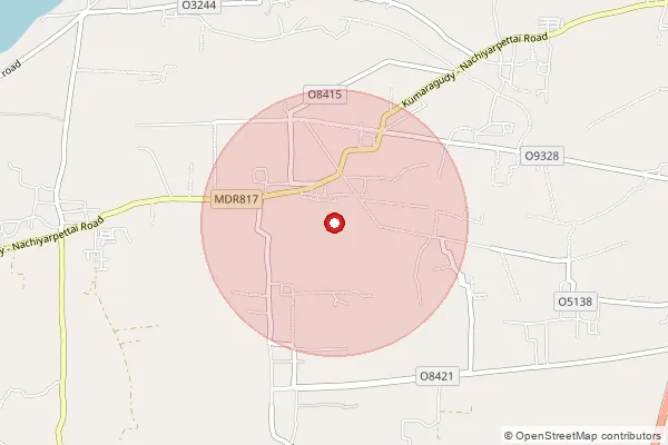 Map showing approximate area covered by Pincode 608701 — Sholathiram B.O, Cuddalore