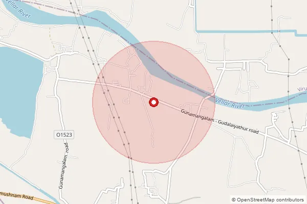 Map showing approximate area covered by Pincode 608703 — Kozhai B.O, Cuddalore