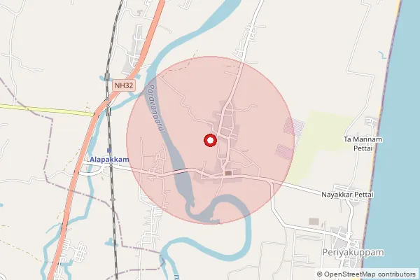 Map showing approximate area covered by Pincode 608801 — Periyakuppam B.O, Cuddalore