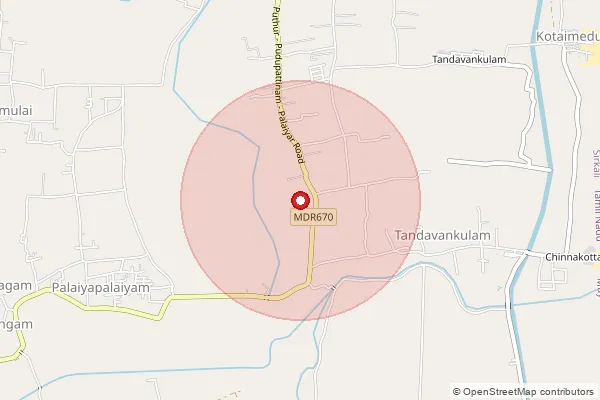 Map showing approximate area covered by Pincode 609101 — Alakkudi B.O, Mayiladuthurai