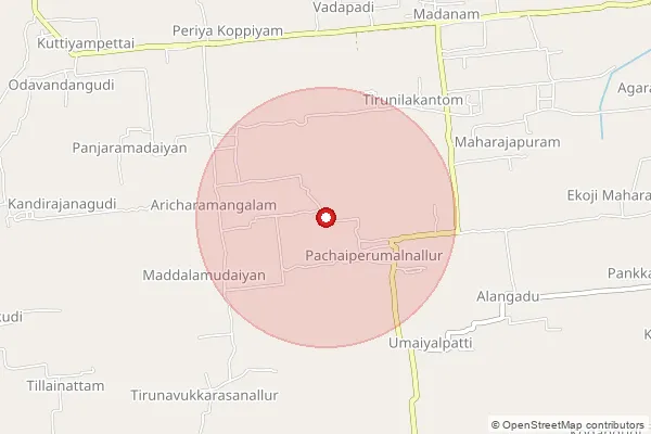 Map showing approximate area covered by Pincode 609104 — Kannukiniyanar Koil B.O, Mayiladuthurai