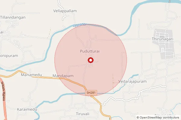 Map showing approximate area covered by Pincode 609106 — Perunthottam B.O, Mayiladuthurai