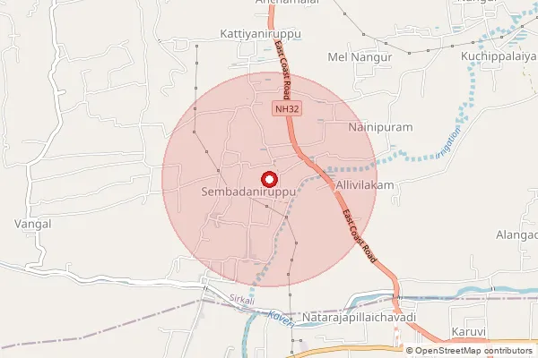Map showing approximate area covered by Pincode 609109 — Annamperumalkoil B.O, Mayiladuthurai