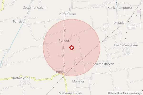 Map showing approximate area covered by Pincode 609203 — Kanganamputhur B.O, Mayiladuthurai