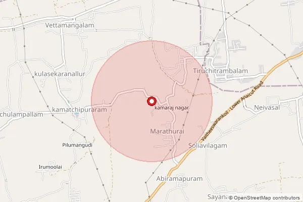 Map showing approximate area covered by Pincode 609204 — Tirumeniarkoil S.O, Mayiladuthurai