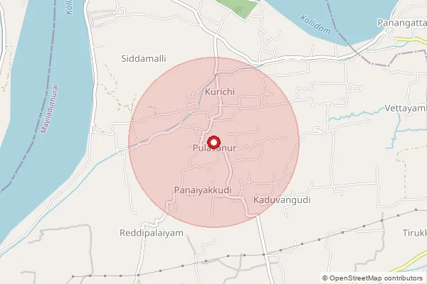 Map showing approximate area covered by Pincode 609205 — Tiruvalaputhur S.O, Mayiladuthurai
