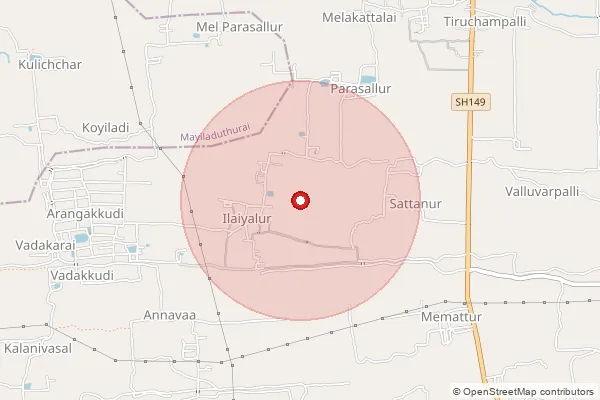 Map showing approximate area covered by Pincode 609302 — Muthur B.O, Mayiladuthurai