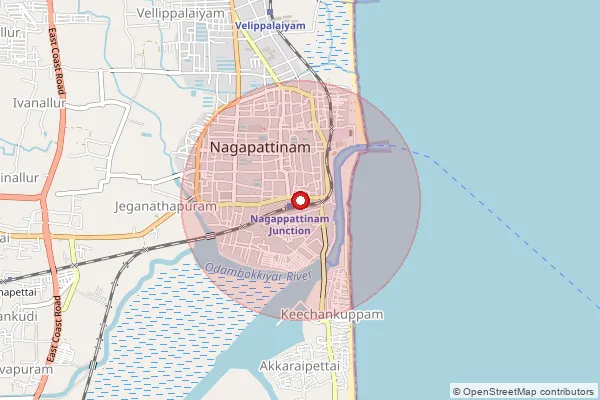 Map showing approximate area covered by Pincode 609303 — Kattuchery B.O, Mayiladuthurai