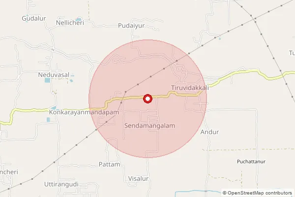 Map showing approximate area covered by Pincode 609310 — Tiruvidaikali B.O, Mayiladuthurai