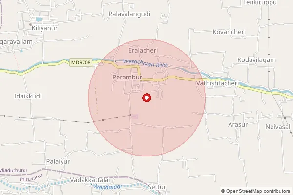 Map showing approximate area covered by Pincode 609402 — Perambur B.O, Mayiladuthurai