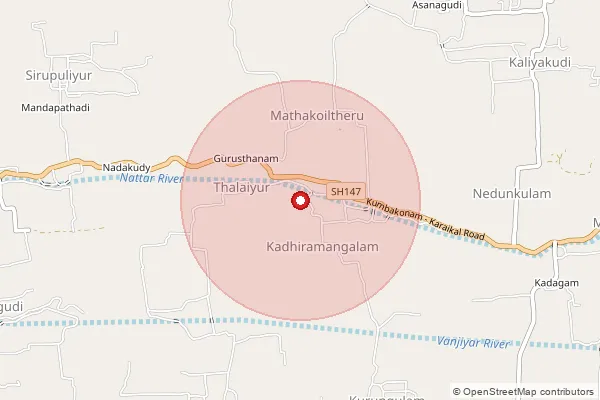 Map showing approximate area covered by Pincode 609403 — Keeranur B.O, Thiruvarur