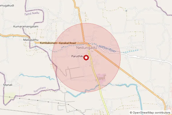 Map showing approximate area covered by Pincode 609603 — Nallathur B.O, Karaikal
