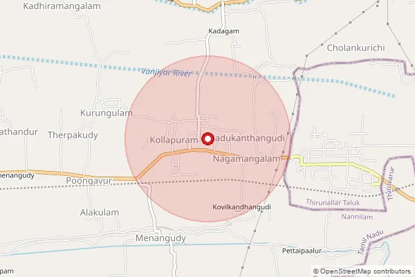 Map showing approximate area covered by Pincode 609608 — Menangudi B.O, Thiruvarur