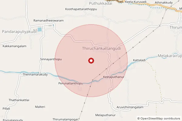 Map showing approximate area covered by Pincode 609704 — Pillali B.O, Nagapattinam