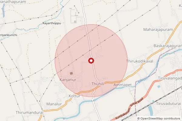 Map showing approximate area covered by Pincode 609802 — Tirukodikaval B.O, Thanjavur