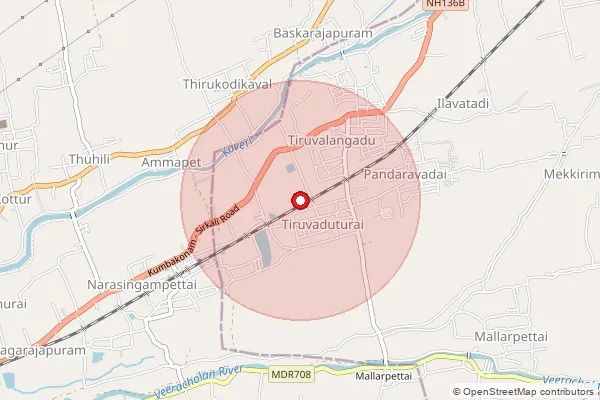 Map showing approximate area covered by Pincode 609803 — Tiruvavaduthurai S.O, Mayiladuthurai