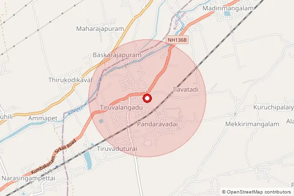 Map showing approximate area covered by Pincode 609810 — Tiruvalangadu S.O, Mayiladuthurai