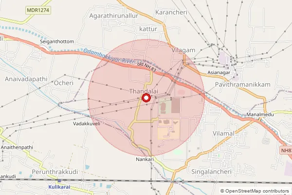 Map showing approximate area covered by Pincode 610004 — Vilamal B.O, Thiruvarur