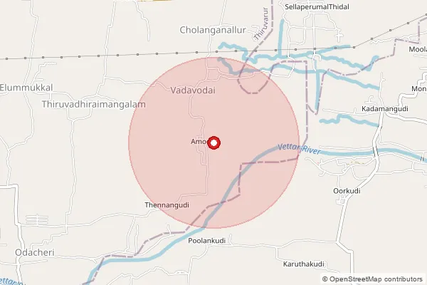 Map showing approximate area covered by Pincode 610101 — Palayavalam B.O, Thiruvarur