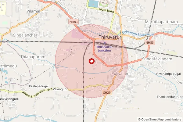 Map showing approximate area covered by Pincode 610109 — Pulivalam S.O (Tiruvarur), Thiruvarur