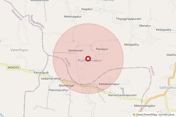Map showing approximate area covered by Pincode 610207 — Terkupanaiyur B.O, Nagapattinam