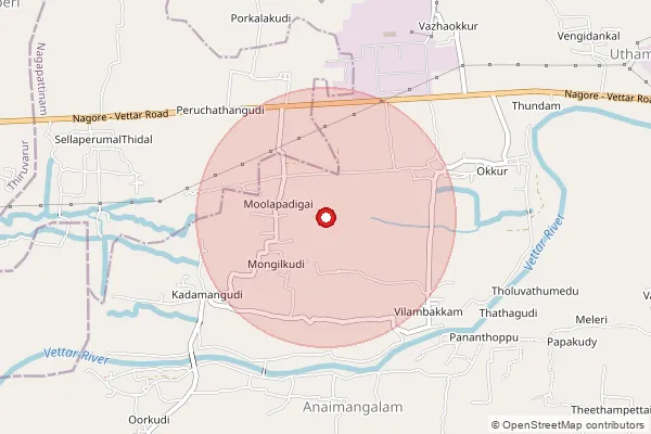 Map showing approximate area covered by Pincode 611104 — Kilvelur S.O, Nagapattinam