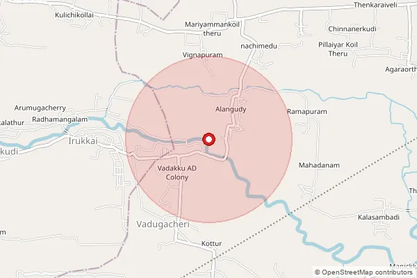 Map showing approximate area covered by Pincode 611109 — Erayangudi B.O, Nagapattinam