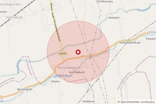 Map showing approximate area covered by Pincode 612104 — Tiruvidamarudur S.O, Thanjavur
