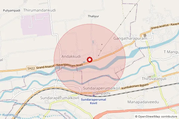 Map showing approximate area covered by Pincode 612301 — Tyagasamudram B.O, Thanjavur