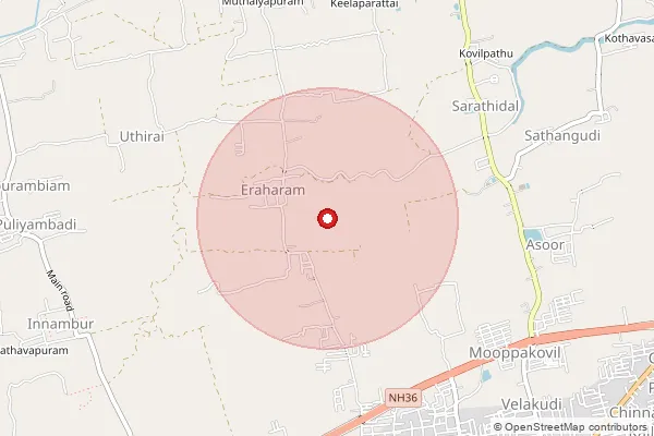 Map showing approximate area covered by Pincode 612303 — Eraharam B.O, Thanjavur