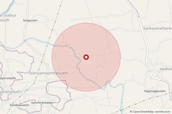 Map showing approximate area covered by Pincode 612501 — Kadichambadi B.O, Thanjavur