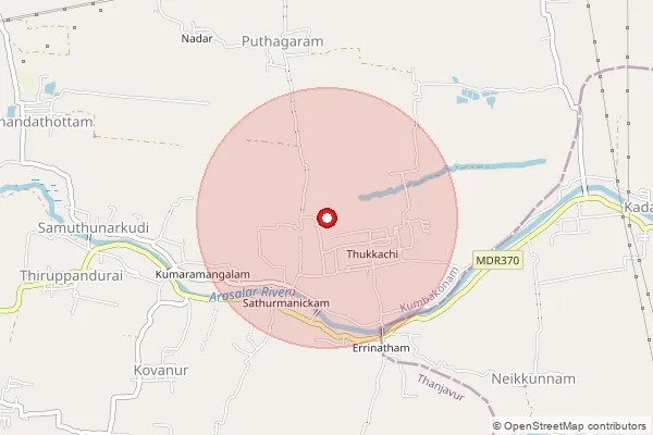Map showing approximate area covered by Pincode 612602 — Mathur B.O, Thanjavur