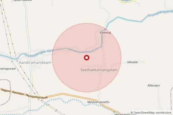 Map showing approximate area covered by Pincode 612604 — Paruthiyur B.O, Thiruvarur