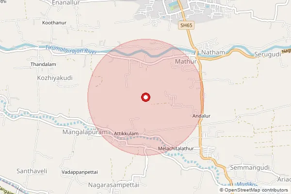 Map showing approximate area covered by Pincode 612801 — Alangudi Nid S.O, Thiruvarur