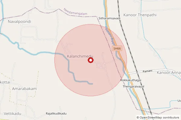 Map showing approximate area covered by Pincode 612803 — Kalacheri B.O, Thiruvarur